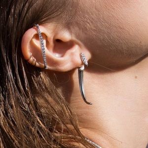 LUV AJ Silver Marquise Tusk Claw Long Earrings NEW